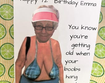 Personalized Funny Old Age Birthday Card: Custom Photo, Name & Age