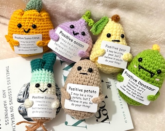 FREESHIP | BASE INCLUDED | Personalized Emotional support crochet toy positive animal desk buddy funny motivation mental health gift for her