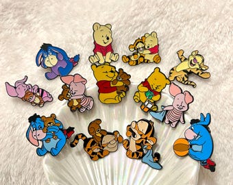 Cute Winnie the Pooh Enamel Pin, Pooh Pin Collection, Teddy Bear Lover, Piglet Lapel Pin, Tigger Badge, Eeyore lover, funny gift for Her