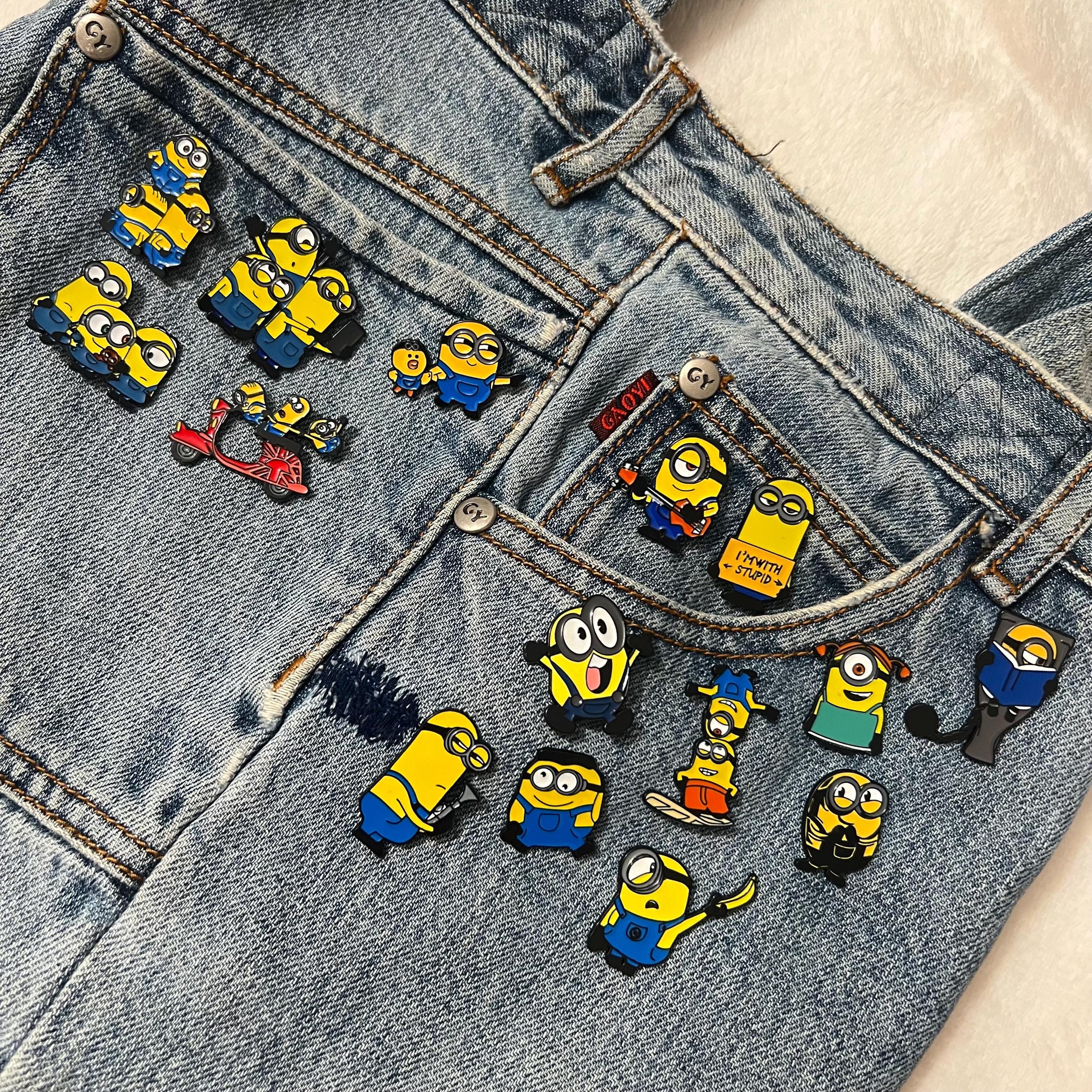 Minion Collection Lover Addict Stupid Silly Stuart Kevin Bob Otto Dave Phil Jerry Mel Carl Minion Badge Collar Lapel Enamel Pin Gift for Her