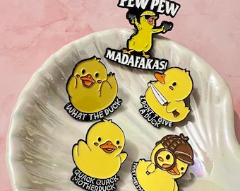 Quirky Duck Enamel Lapel Pin - Funny Gift for Duck Lovers and Besties Goose Enamel Pin Collection Cute Duck Badge Collar Pin Gift for Her