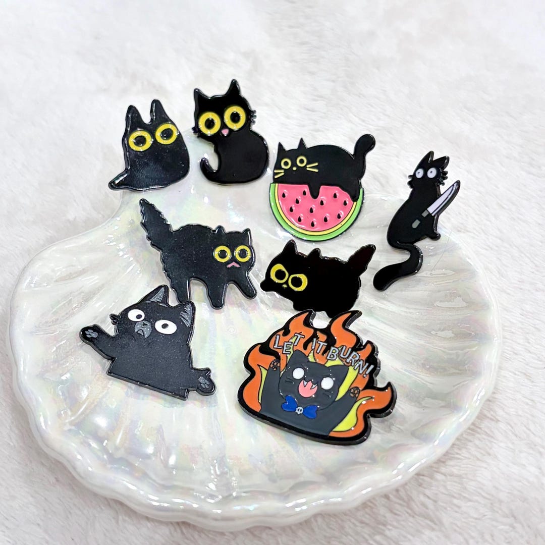 Black Cat Enamel Pin, Pin Collection, Cat Lovers , Lapel Pin, Adorable ...