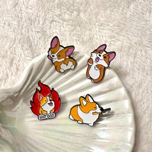 Corgi Dog Lovers Enamel Pin, Corgi Pin Collection, Golden Retriever Addict , Lapel Pin, Cute Dog Badge, Gift for Her, Gift set for bestie