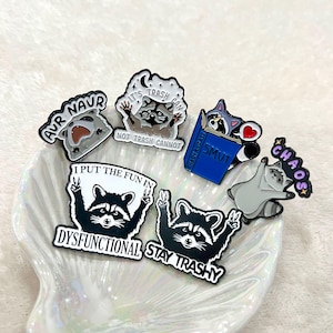 Cute Savage Chubby Trash Bandit Panda Racoon Lover Enamel Pin Collection Addict Lapel Pin Cute Happy Badge Collar Pin Birthday Gift for Her