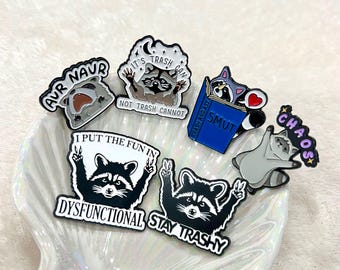 Cute Savage Chubby Trash Bandit Panda Racoon Lover Enamel Pin Collection Addict Lapel Pin Cute Happy Badge Collar Pin Birthday Gift for Her