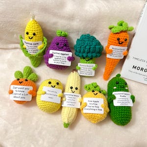 Livraison gratuite soutien émotionnel personnalisé au crochet, légumes positifs, fruits, copain de bureau, cadeau de motivation amusant pour elle, cadeau pour maman, cadeau pour lui