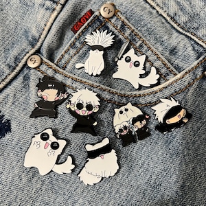 Satoru Gojo Enamel Pin, Jujutsu Kaisen Pin Collection, Gojo Anime Lovers, Lapel Pin, Gojo Cat Badge, Gift for Her, friends, Anime collection