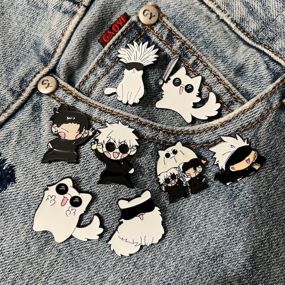 Satoru Gojo Enamel Pin, Jujutsu Kaisen Pin Collection, Gojo Anime Lovers, Lapel Pin, Gojo Cat Badge, Gift for Her, friends, Anime collection