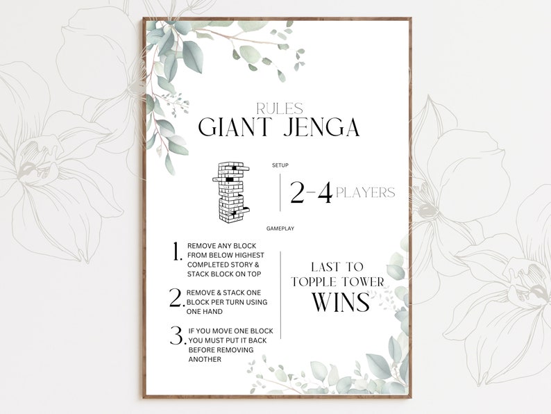 Giant Jenga Rules Jenga Rules Lawn Games Reception Games - Etsy UK