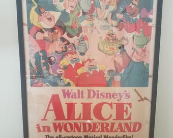 ALICE IN WONDERLAND Original One Sheet Poster 1951 Walt Disney