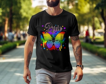 Pride Butterfly T-Shirt: LGBTQ+ Rainbow Graphic Tee