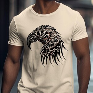 Tribal Eagle T-Shirt, Geometric Bird Tee, Detailed Graphic Top, Stylish Art Shirt, Unique Design Apparel