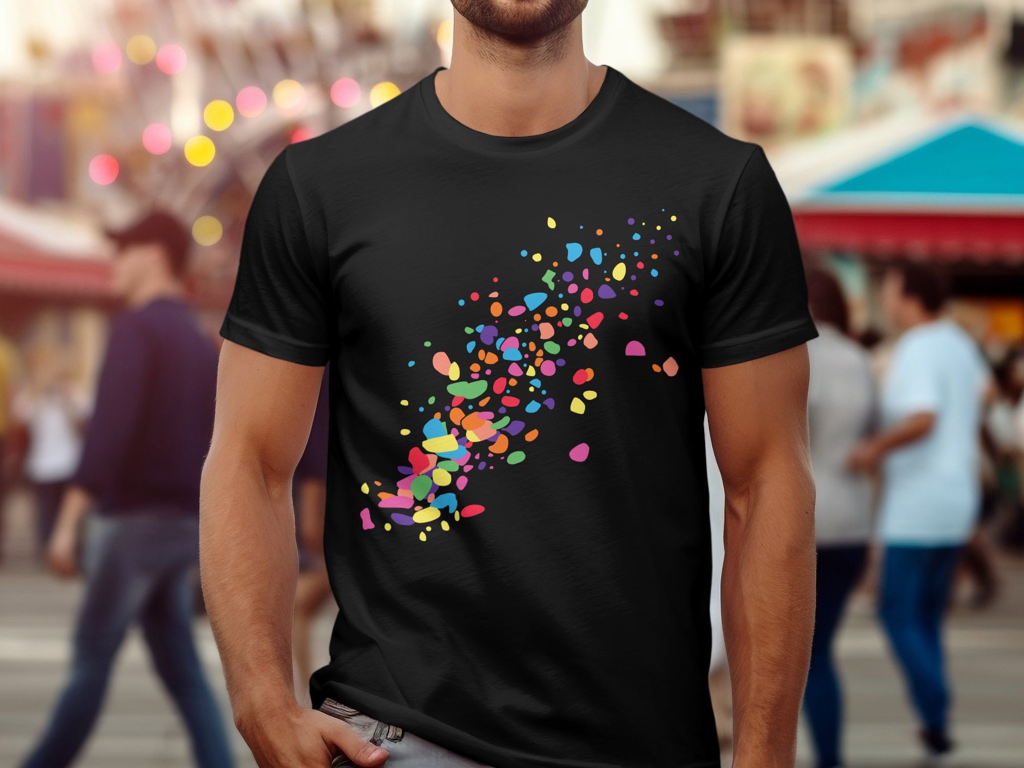 【関税・送料込】(3 colors) Artistic splash paint t-shirts Abstract Color Splash T-shirt, Artistic Paint Splatter Tee