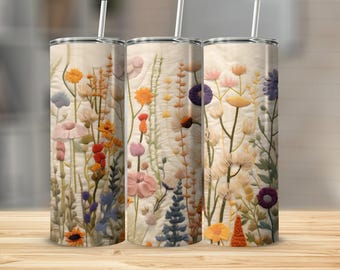 Floral Insulated Tumbler with Straw: Leak Proof Travel Cup