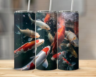 Koi Fish Art Tumbler: Insulated Stainless Steel Travel Mug