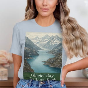 Glacier Bay National Park T-Shirt, Alaska Landscape Tee, Vintage Style Mountain T Shirt, Nature Lover Gift, Glacier Travel Souvenir T Shirt