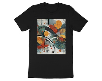 Vibrant Geometric Abstract Art T-Shirt, Expressionist Flow Graphic Tee