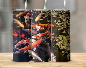 Koi Fish Stainless Steel Tumbler: Water Garden Insulated Cup