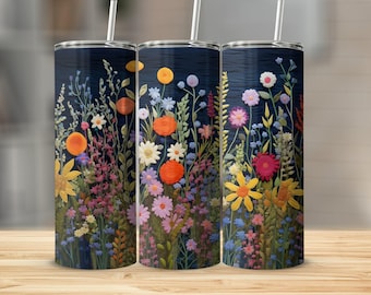 Floral Tumbler: Wildflower Design Reusable Travel Cup