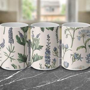 Floral Mug, Botanical Mug, Flower Mug, Lavender Mug, Wildflower Mug, Vintage Floral Mug, Garden Mug, Nature Mug, Plant Mug, Coffee Mug