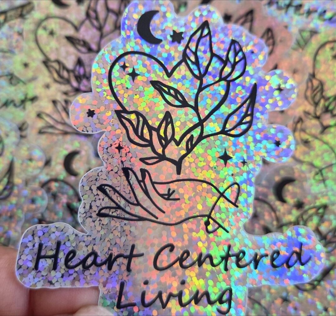 Heart Centered Glitter Sticker: Holographic Decal, Laptop Sticker ...