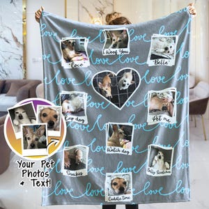 Personalisierte Haustierdecke - Geschenk für Papa, Hundefotos und Haustiernamen auf weicher Decke, Vatertagsgeschenk