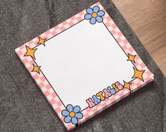 pegajosas com nome Checkered retro personalizado Blocos de notas Post-it® | Nome personalizado e | Professor, médico, adolescentes, presentes para mães, notas adesivas