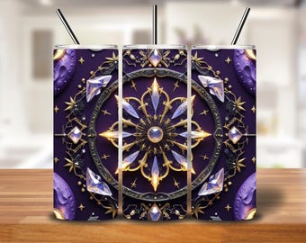 Celestial Mandala Tumbler Wrap: Witchy Gothic PNG (Digital Download)