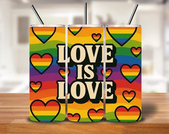 Love Is Love Rainbow Heart Tumbler Wrap | Pride Digital PNG Design