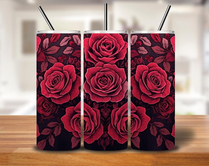 Featured listing image: Crimson Rose Tattoo Wrap | Seamless Red Floral Sublimation PNG