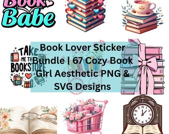 Book Lover Sticker Bundle | 67 Cozy Book Girl Aesthetic Designs