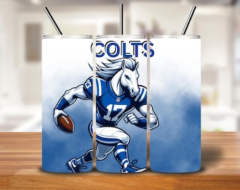 Football Horse Mascot 20oz Skinny Tumbler Wrap PNG