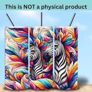 Zebra Rainbow Swirl Tumbler Wrap Bundle | 4 Digital 20oz Skinny Tumbler Sublimation PNGs