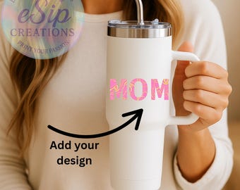 Cozy Indoor Lifestyle 40oz Tumbler Mockup — Faceless Model Holding Cup