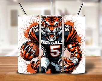 Animated Tiger Football Tumbler Wrap PNG