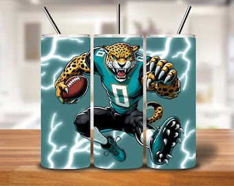 Jaguar Football Mascot 20oz Skinny Tumbler Wrap PNG