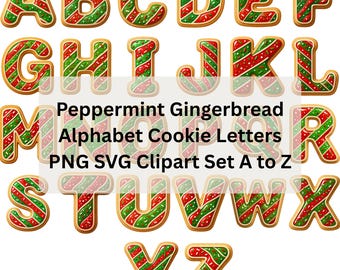 Peppermint Gingerbread Alphabet PNG SVG