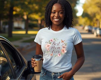 Best Mom Ever Floral Butterfly Printable PNG