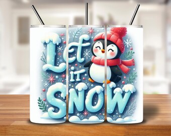 Let it Snow Penguin PNG | Cute Winter Christmas Wrap Design