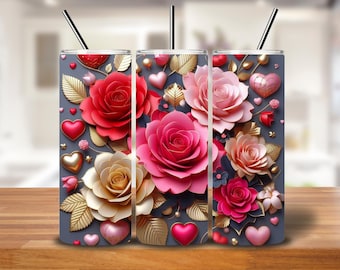 Bold Romance Rose Tumbler Wrap | 20oz Seamless PNG