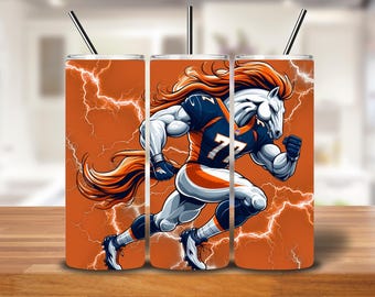 Orange Stallion 20oz Tumbler Wrap – Running Mascot Printable PNG