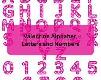 Valentine Alphabet Clipart – Heart Pattern Letters A–Z & Numbers