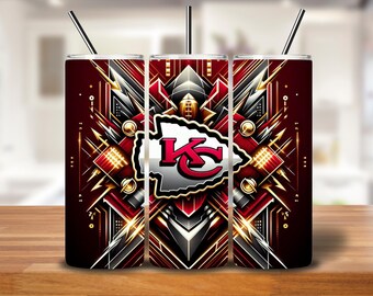 Kansas City Football Emblem 20oz Skinny Tumbler Wrap PNG