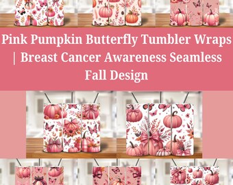 Pink Pumpkin Butterfly Awareness Tumbler Wraps