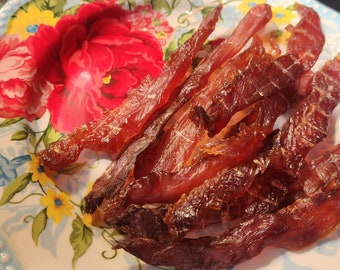 Cecina de pollo con miel, golosinas para perros con cecina de pollo, golosinas caseras para perros con miel, golosinas para perros con pollo deshidratado, golosinas saludables para perros
