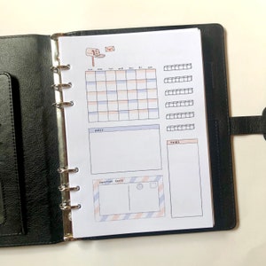 Inserti per agenda mensile A5 a tema Kawaii Happy Mail bullet journal per Filofax e raccoglitori A5 a 6 fori