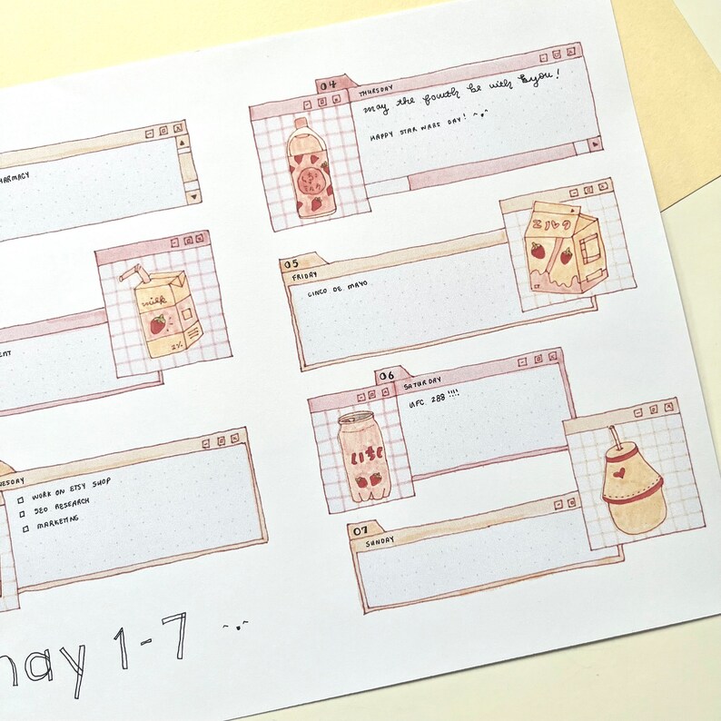 Kawaii Strawberry Milk Weekly Planner Printable, Cute Student Planner ...