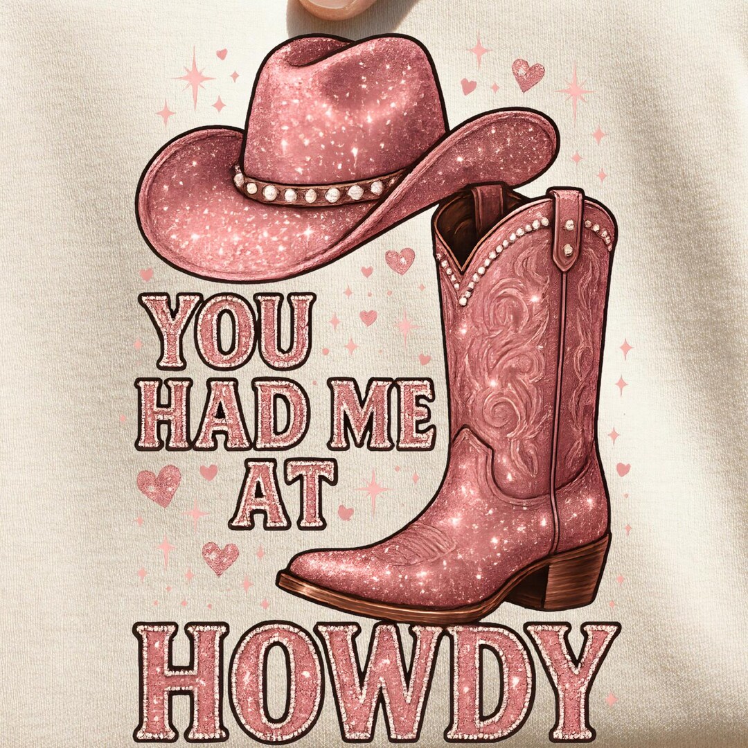 Western Cowgirl Valentines Day Png Pink Glitter Rhinestone Cowgirl Hat ...