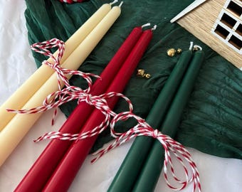 Christmas Taper Candles, Handmade Holiday Table Decor, Christmas Dinner Candle, Christmas Decor