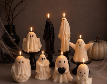 Handmade Ghost Candle, Halloween Decor